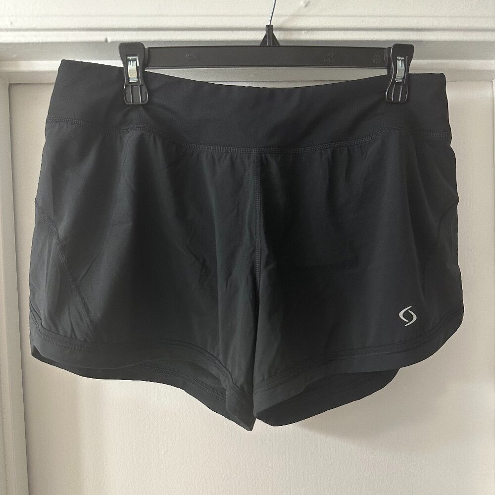 Moving Comfort Black Stretch Run Shorts With Liner and 2 Pockets